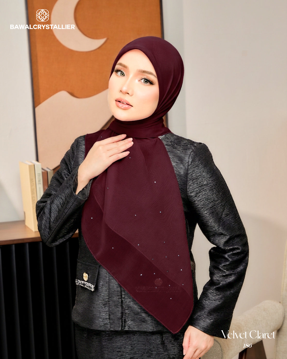 CRYSTALLIER BATU TABUR VELVET CLARET (186)
